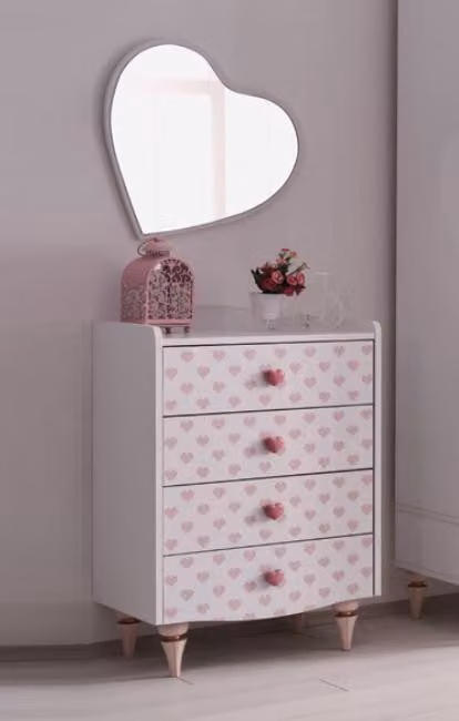 Kommode Spiegel Holz Set Modern Design Möbel Gruppe Weiß Luxus 2tlg