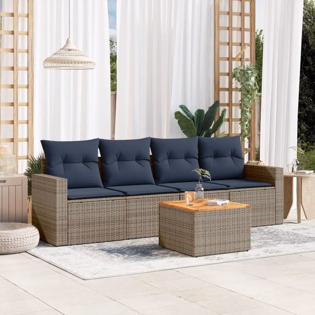 Maison Exclusive - Set Divani da Giardino 5 pz con Cuscini Grigio in Polyrattan