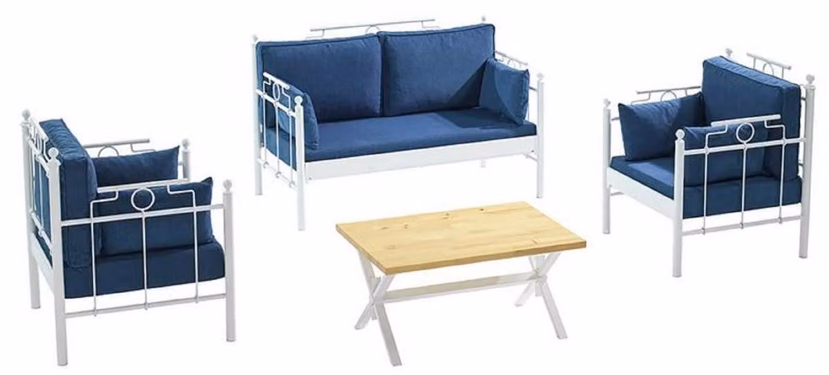 Casa Padrino Set di mobili da giardino in stile liberty nero - 1 tavolo da giardino e 4 sedie da giardino con braccioli - Mobili da giardino in stile gastronomia nostalgica