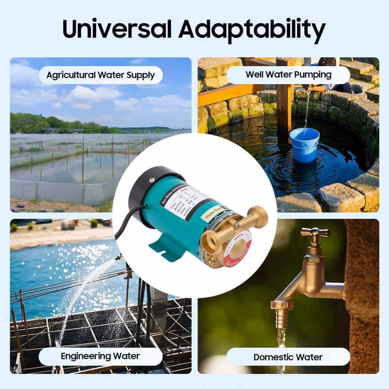 Pompa di pressurizzazione dell'acqua, pompa booster automatica - Potenza: 120W - Diametro: 1 pollice - Materiali: acciaio inossidabile e rame - Adatta per irrigazione e trasferimento di acqua
