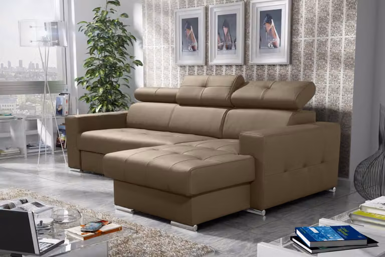 Sofa Eckcouch Polsterung Wohnzimmer L-Form Stoff Leder Wohnlandschaft Sofas