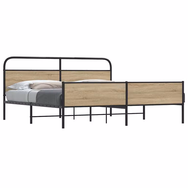 vidaXL Giroletto in Metallo Rovere Fumo L/P/H: 200 x 150 x 156 cm