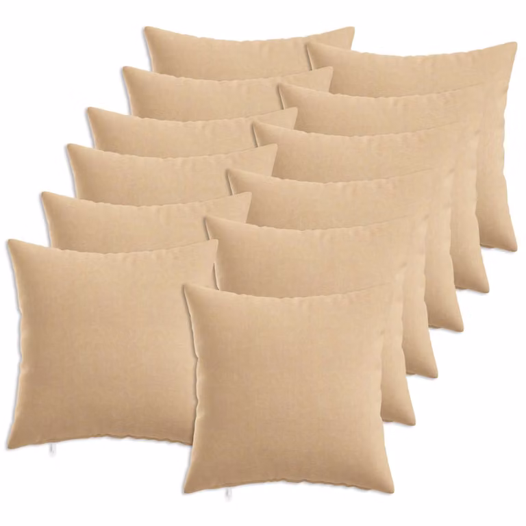 Set di 12 federe vidaXL HEERLEN beige, forma quadrata, L 45 x P 45 cm, in tessuto di poliestere lavabile