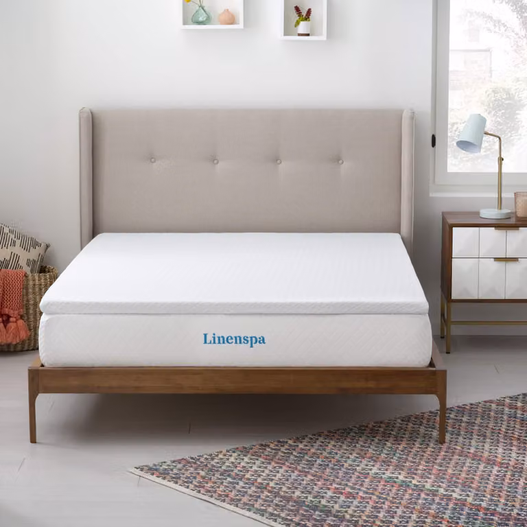 Topper per materasso in gel, memory foam, 180x200 cm, 5 cm, lavabile, colore bianco