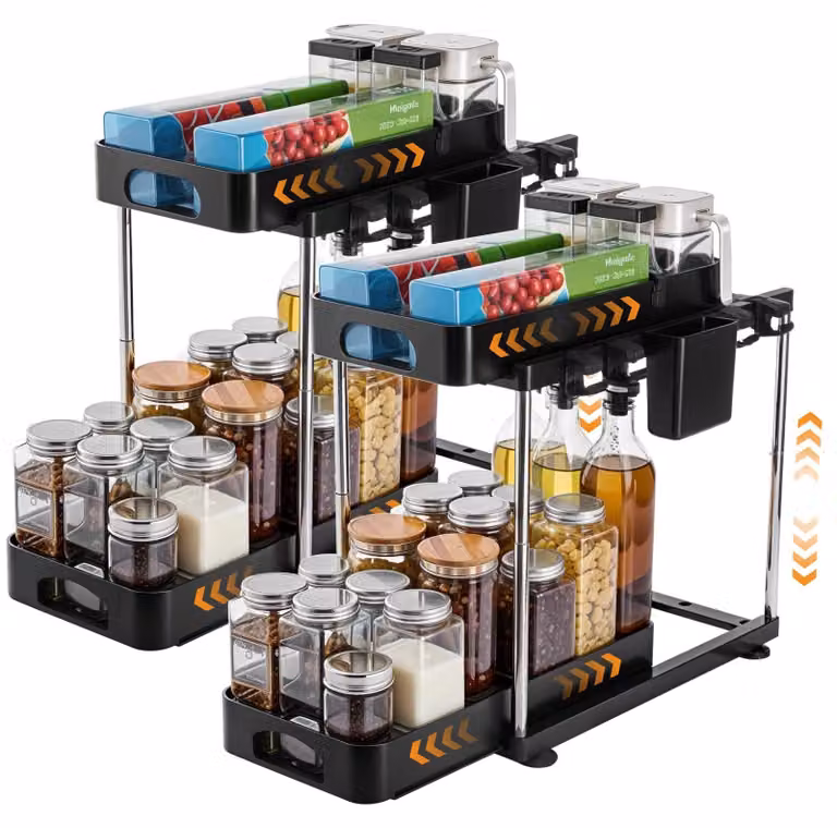 Solidchoice - Organizzatore da cucina a 2 ripiani con cassetti estraibili
