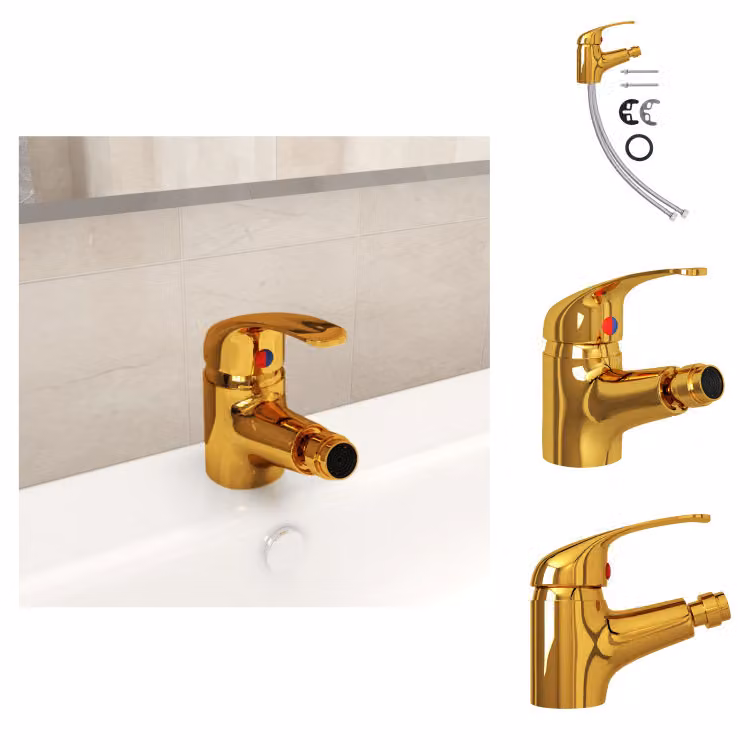 vidaXL Miscelatore per bidet bagno Golden 13x12 cm - Rubinetteria