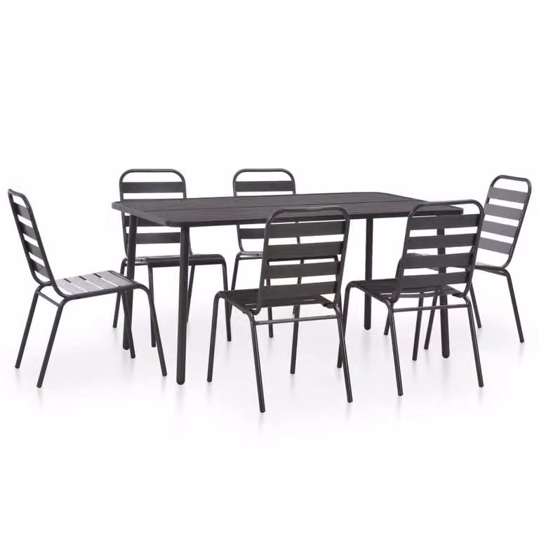 Maison Exclusive - Set da pranzo da giardino 7 pezzi in acciaio grigio scuro