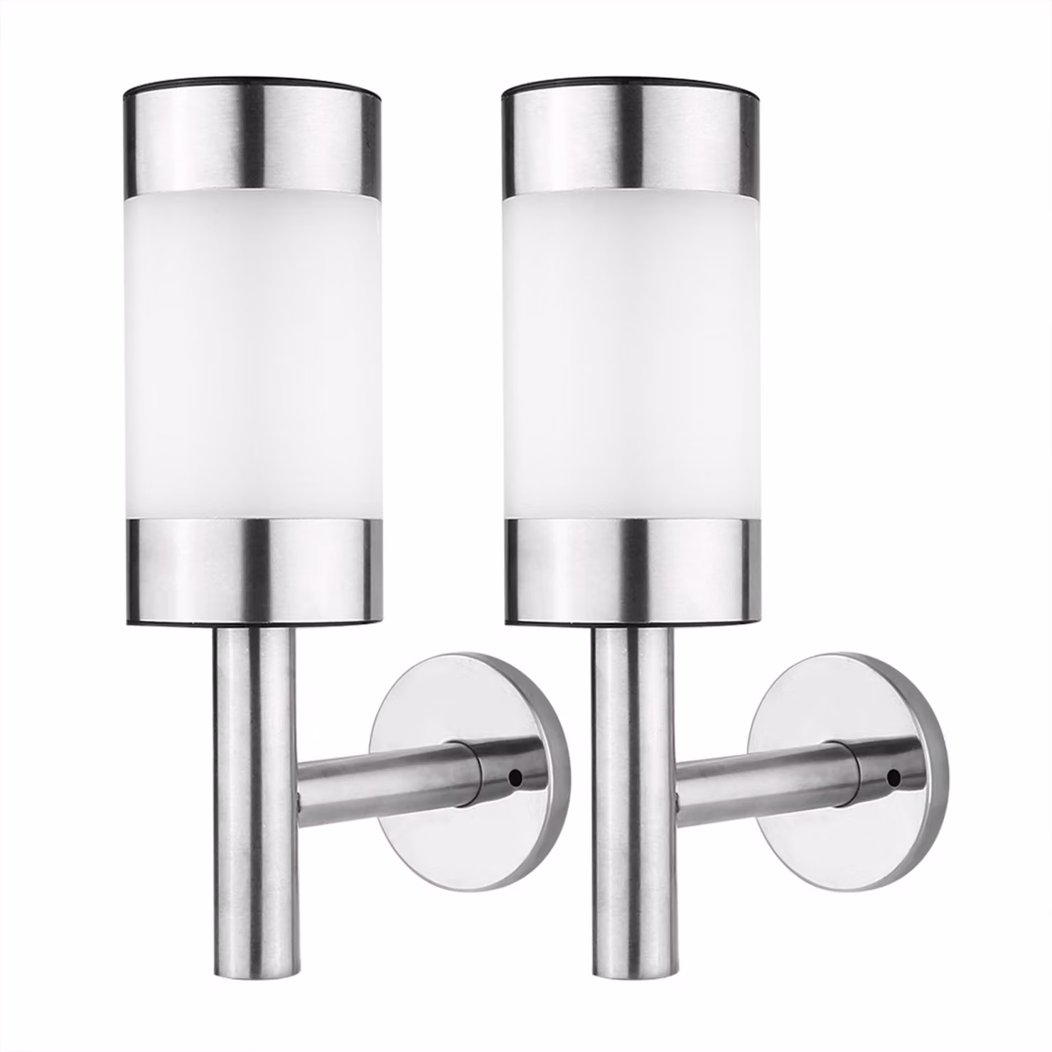 2 lampade da parete solari a LED in acciaio inossidabile con sensore di movimento per esterni, giardino