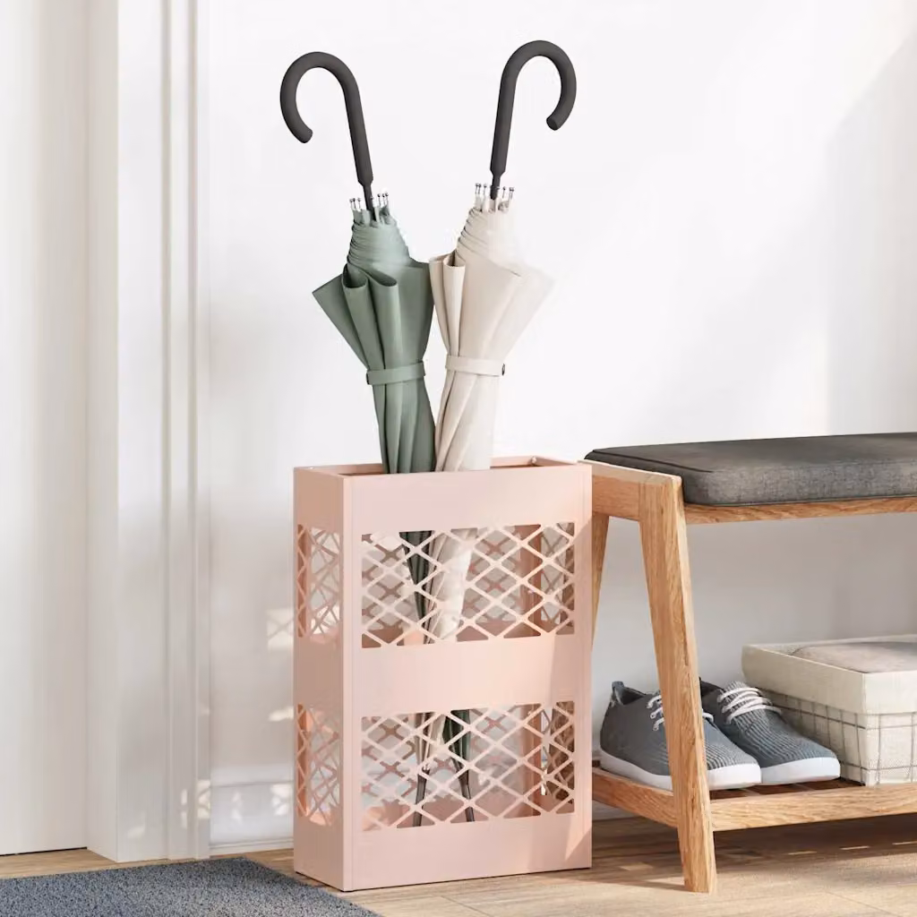 Stand per Ombrelli da Pioggia vidaXL in Acciaio Rosa L: 28 cm, P: 12 cm, H: 41 cm