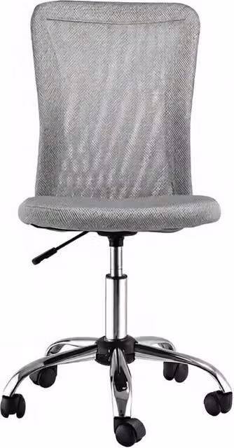 Sedia da ufficio ergonomica girevole a 360 gradi in tessuto grigio con base in metallo e ruote per home office e soggiorno