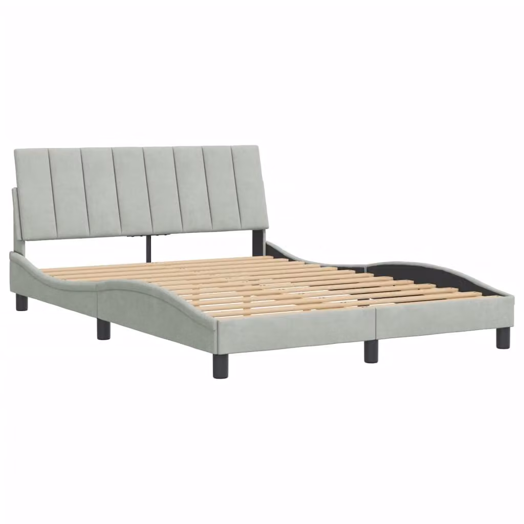 Giroletto senza Materasso Hanko Grigio Chiaro 120x200 cm Velluto