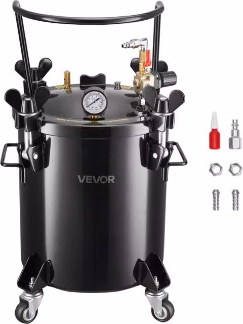 Serbatoio a pressione 20 L in acciaio R8363H con 3 attacchi rapidi robusto e pratico per fai da te officina