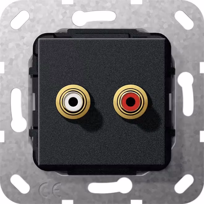Gira 563210 Inserto per connettore audio RCA a saldare, nero opaco