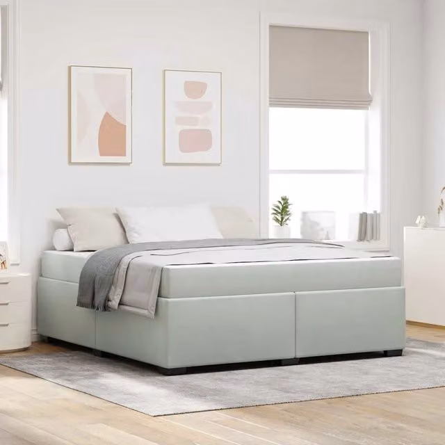 Struttura letto moderna vidaXL in tessuto velvet grigio L: 180 cm, P: 200 cm, H: 66 cm – 1