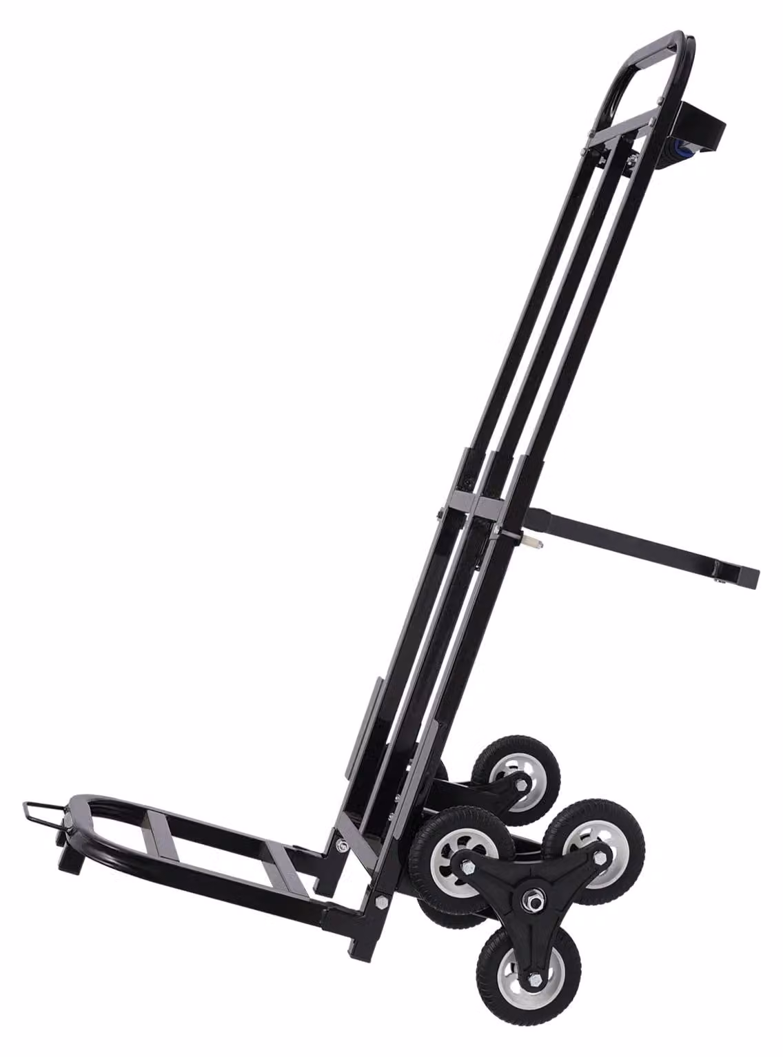 Carrello per scale con sacco – Carrello trasportabile pieghevole – 6 ruote – Capacità di carico 210 kg – Maniglia regolabile – Acciaio, dimensioni 46x25,5 cm