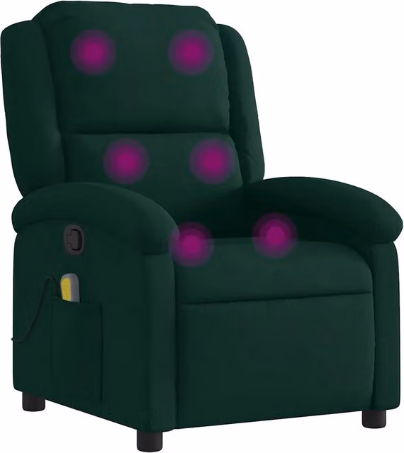 Poltrona Massaggiante | Sedia Relax Reclinabile Verde Scuro in Velluto