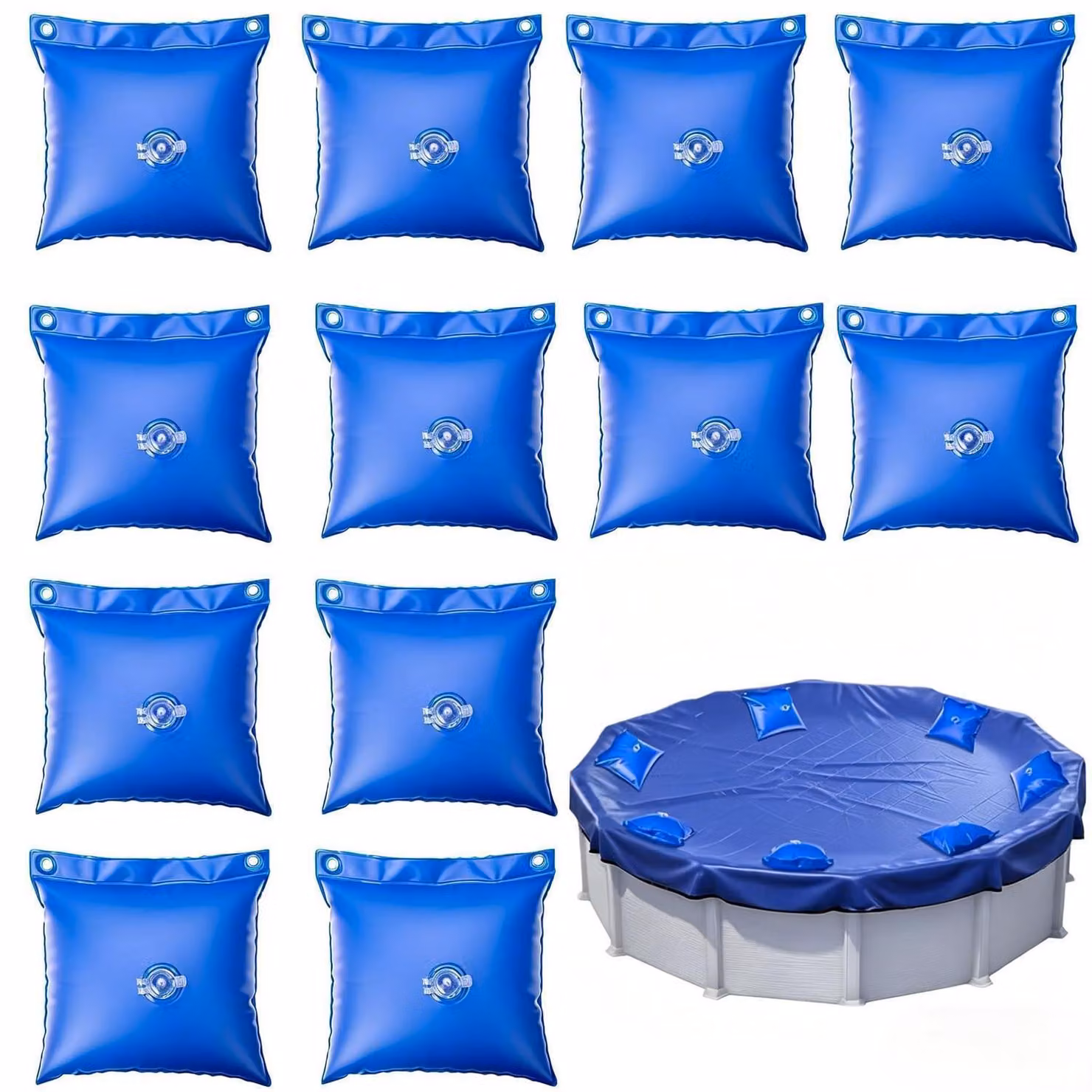 Copertura per piscina, con pesi e sacchetti in PVC, confezione da 12 pezzi, adatta per l'inverno, forma rettangolare, dimensioni 25 x 30 cm
