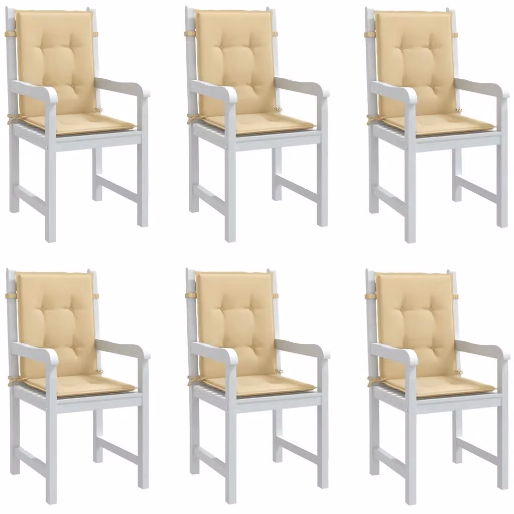 Set di 6 cuscini per sedia vidaXL in tessuto beige mélange, resistenti ai raggi UV e antiscivolo, L 100 cm x P 50 cm x H 4 cm