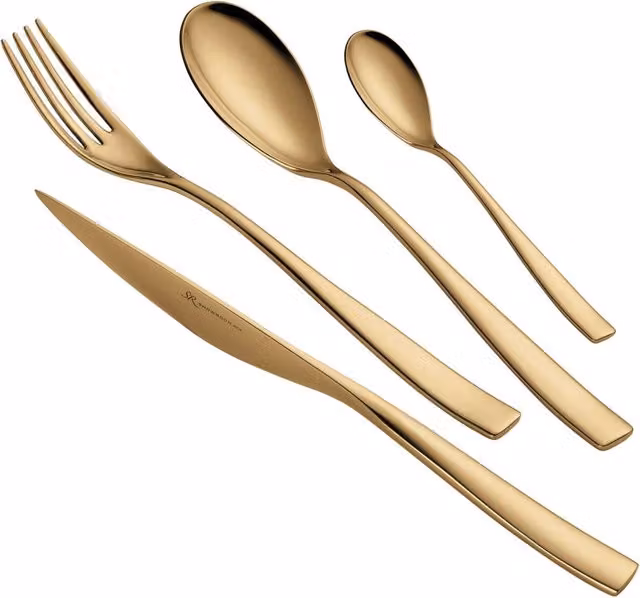 Servizio Set di Posate 24 Pezzi in Acciaio 18/10 PVD Eme Etoile Gold
