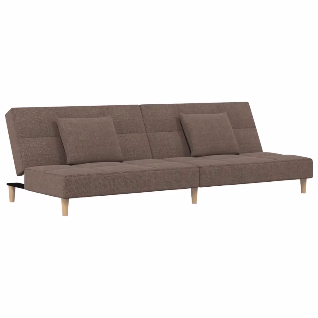 Divano Letto Click Clack vidaXL in Tessuto Beige con Cuscini e Struttura in Legno Solido per Soggiorno – 2