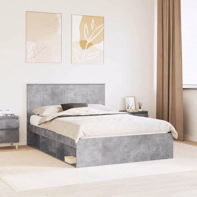 Struttura letto in pino massello e MDF grigio vidaXL L/P: 140 x 200 cm, H: 210 cm