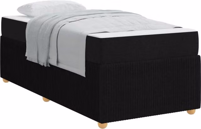 Letto singolo | Letto per adulti | Struttura del letto con materasso Nero 90 x 200 cm Tessuto