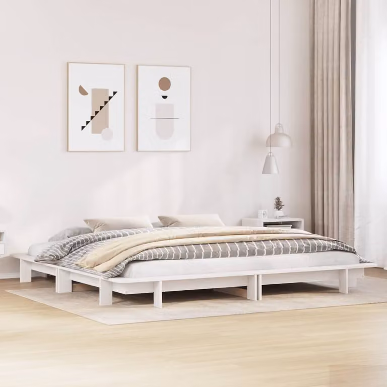 vidaXL Giroletto in legno massello di pino bianco con doghe rigide 200x200 cm