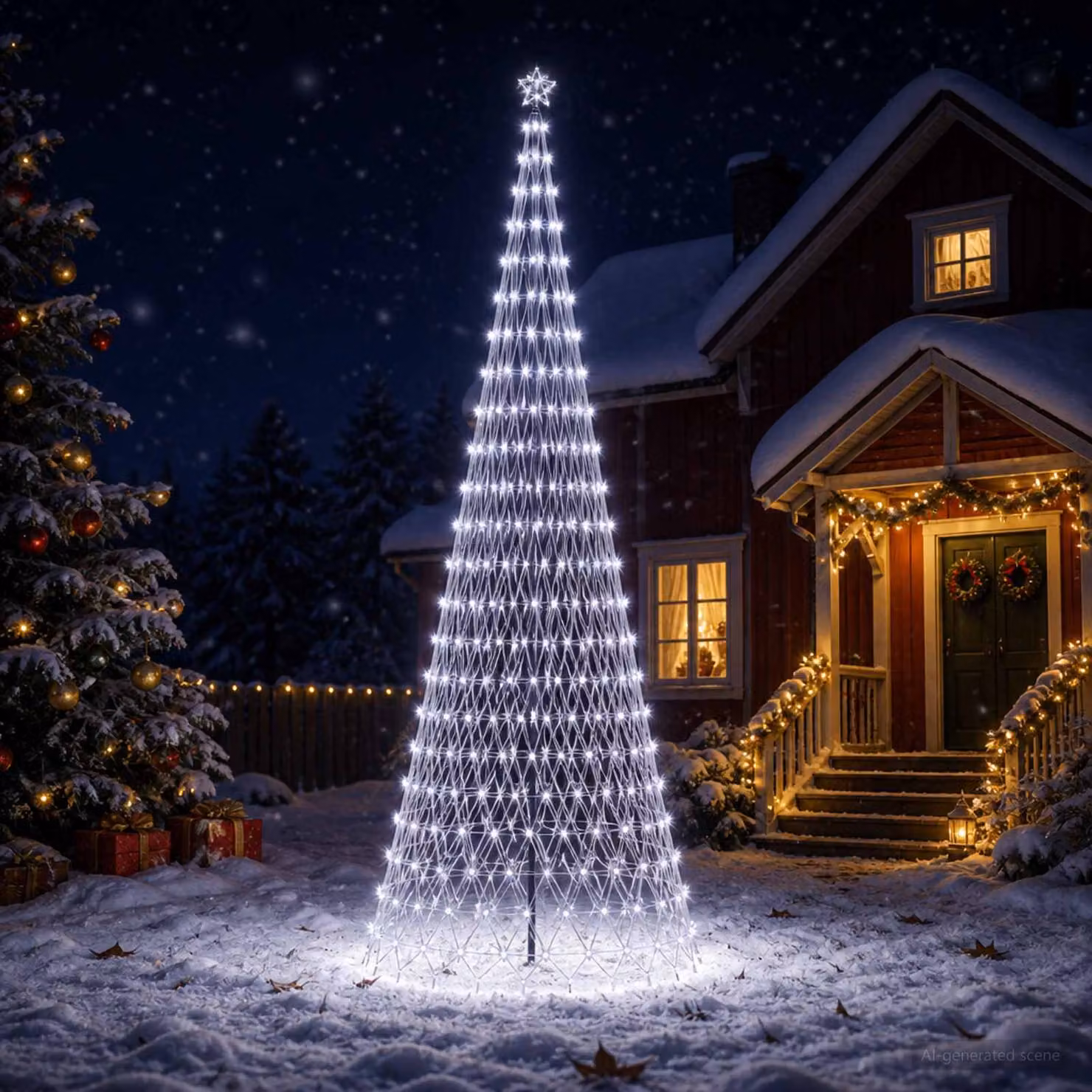 vidaXL Albero di Natale LED 400 cm 450 LED Bianco freddo Ferro Nero