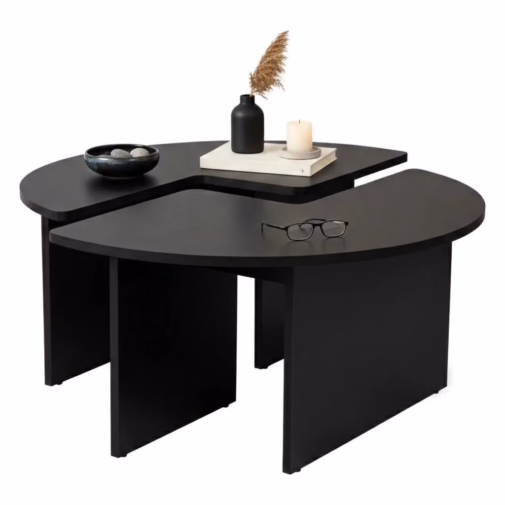 Tavolino da salotto Tairn DMORA nero con ripiano per soggiorno L 90 x P 90 x H 41 cm – 2