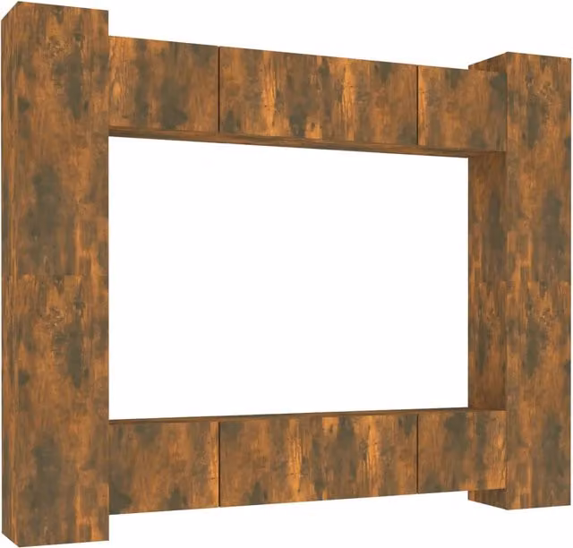 Set Mobili Porta TV 8pz | Armadietto TV | Mobile Porta TV Rovere Fumo in Legno Multistrato