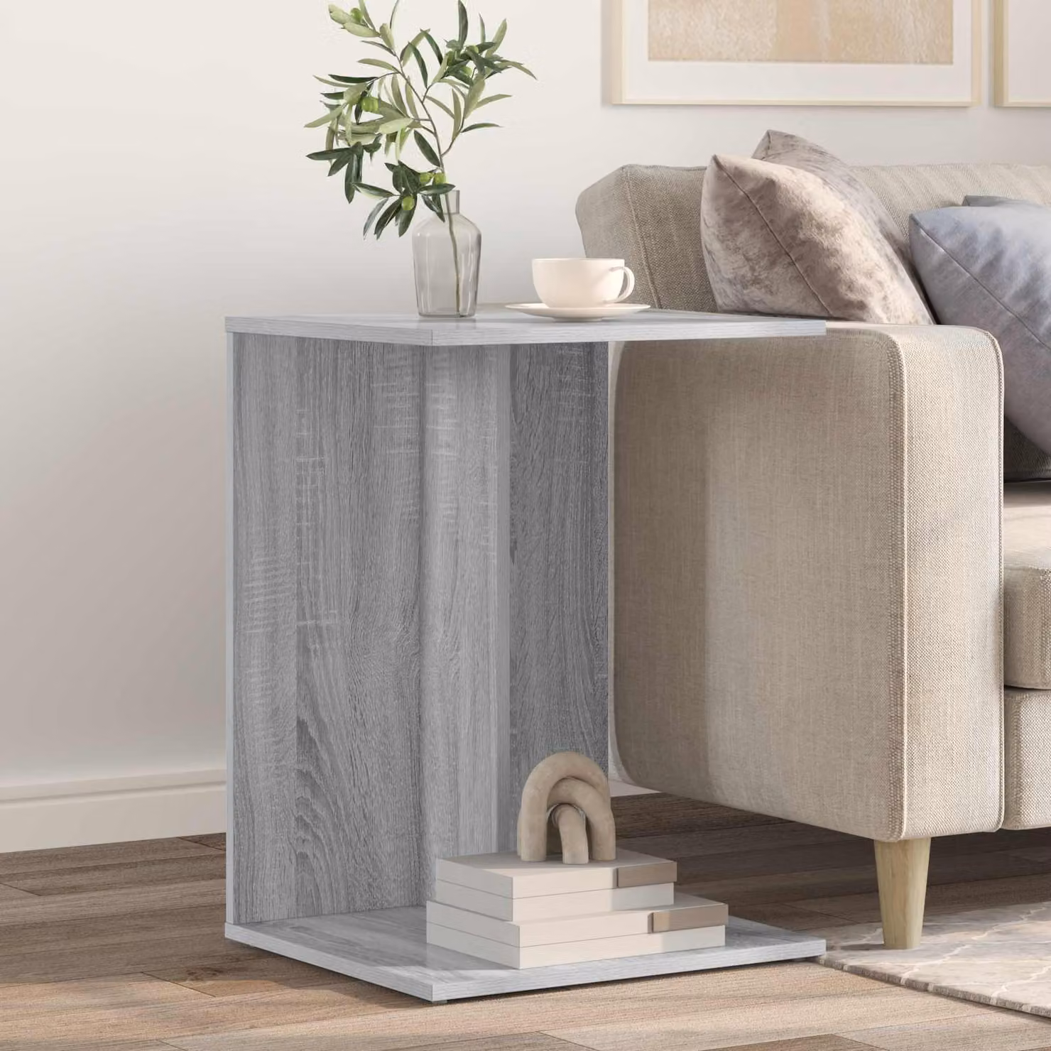 vidaXL Tavolo laterale moderno Grigio, L 45 cm x P 40 cm x H 62,5 cm
