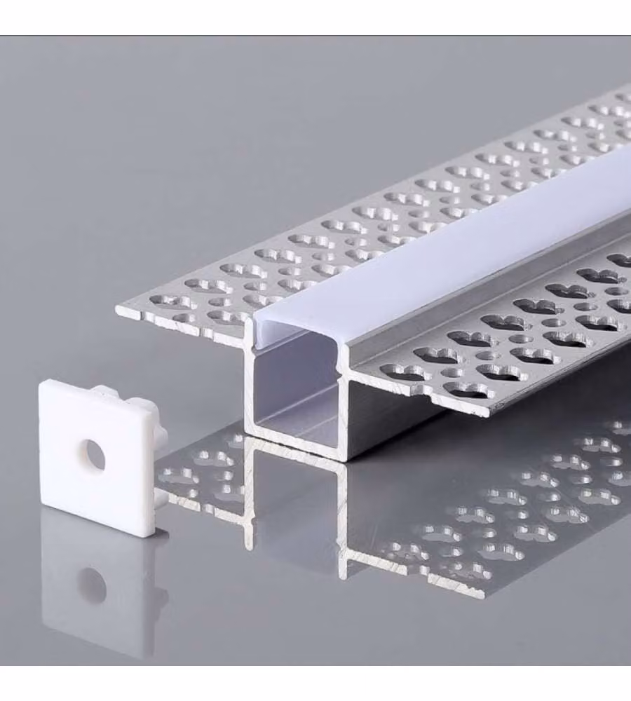 Profilo in alluminio V-TAC silver per strip LED a incasso con copertura satinata L 2000 mm x P 55 mm x H 15 mm