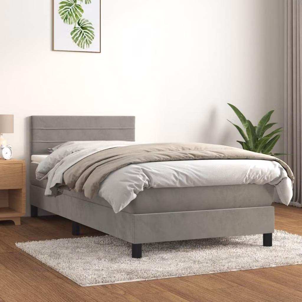 Maison Exclusive - Giroletto a Molle con Materasso Grigio Chiaro 90x190 cm Velluto