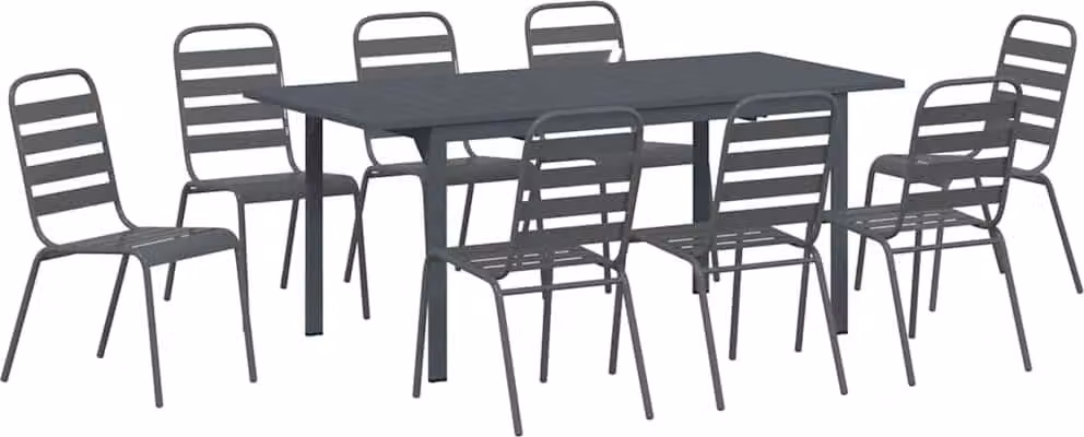 Set da Pranzo per Giardino 9 pcs Antracite