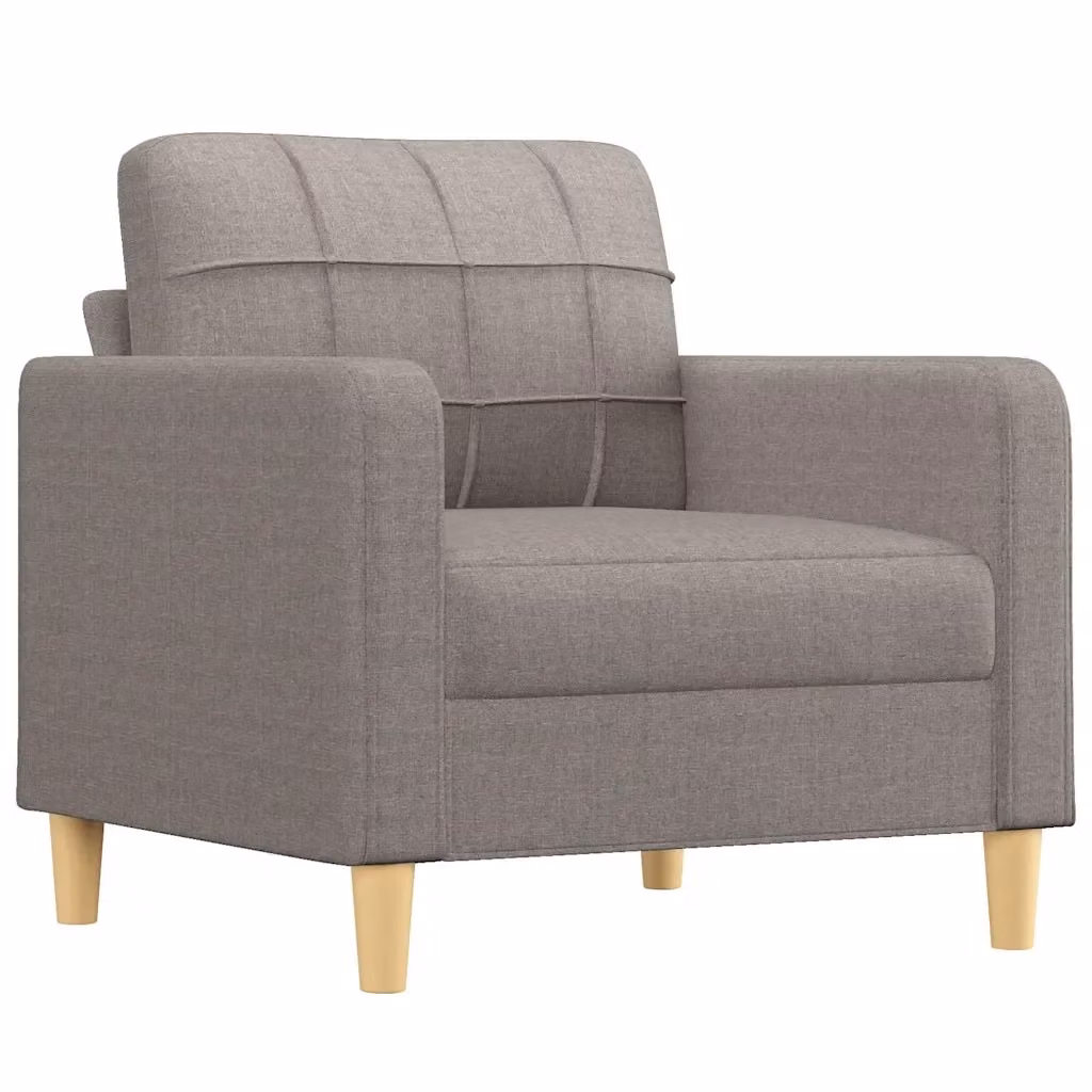 Poltrona moderna vidaXL in tessuto beige e grigio con struttura in metallo e braccioli – 2