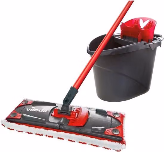 Set di pulizia per pavimenti Vileda con secchio e mop, colore rosso