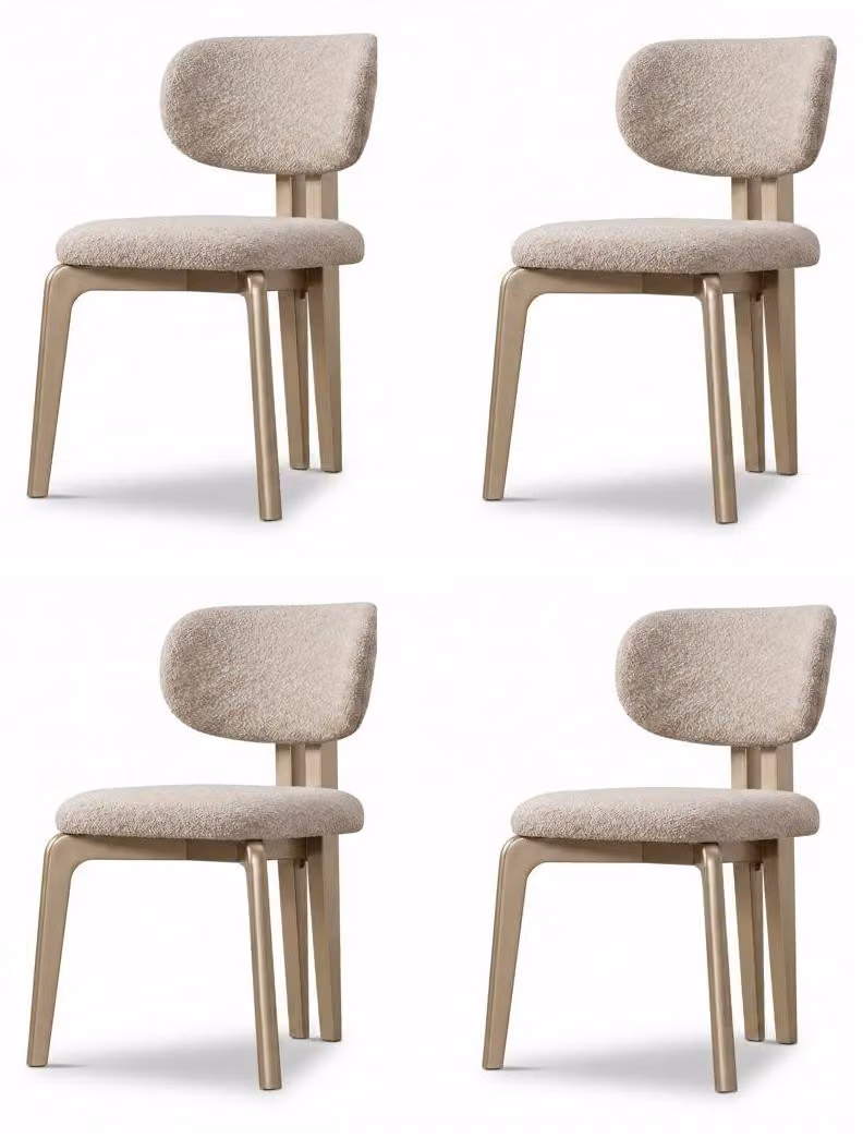4 sedie da pranzo in stile moderno, colore beige, imbottitura di alta qualità, design elegante