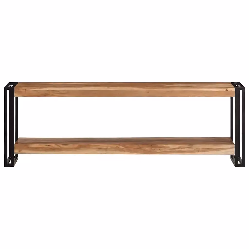 Mobile TV in legno di acacia e metallo stile industrial, colore marrone, L 120 cm x P 30 cm x H 40 cm – 2