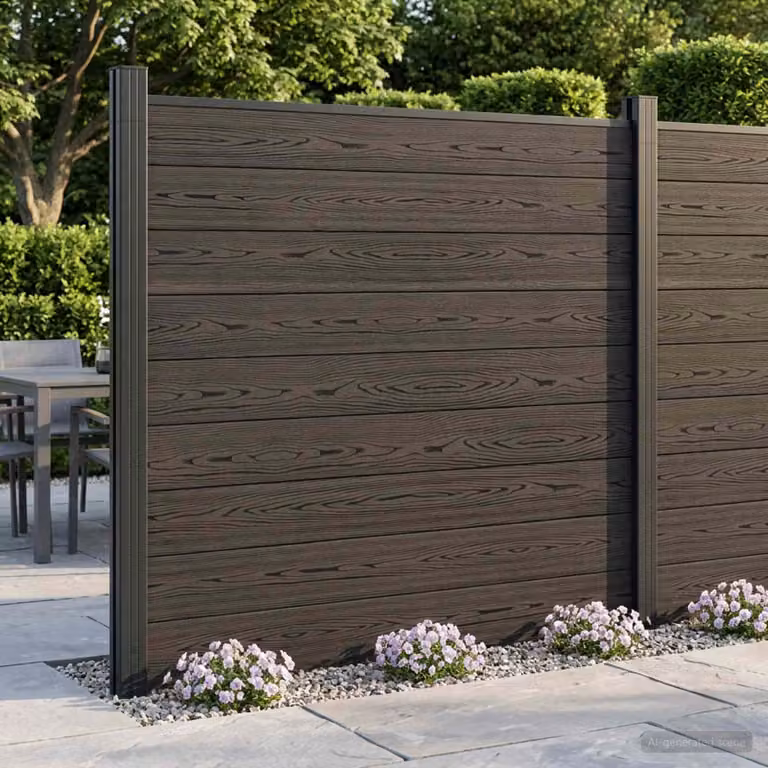 Set di recinzione vidaXL in WPC e alluminio nero, L: 175 cm, H: 186 cm
