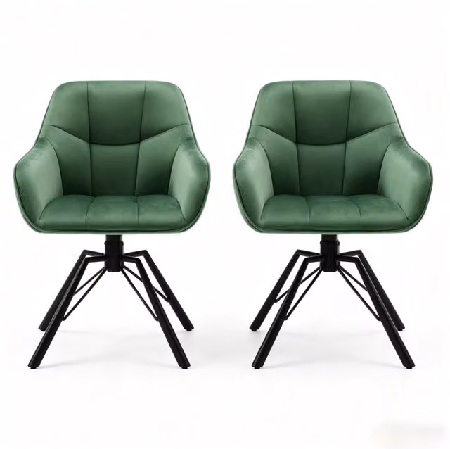 Set di 2 sedie da sala da pranzo girevoli 58,5 x 82,5 x 54,5 cm velluto verde scuro