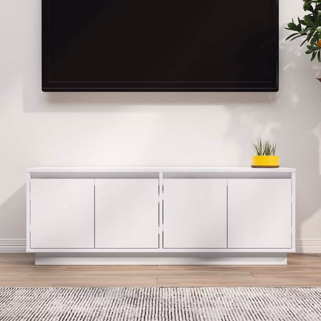 vidaXL Mobile Porta TV Moderno in Legno di Pino Bianco L 110 cm x P 34 cm x H 40 cm