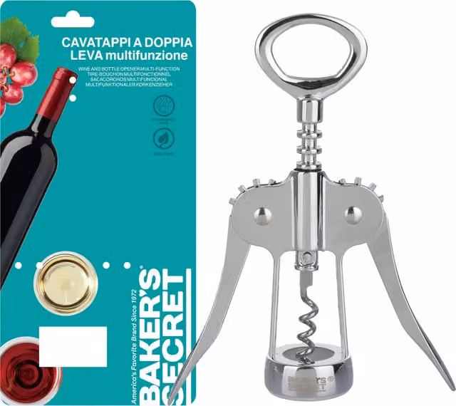 Cavatappi in metallo color argento Baker's Secret, Altezza: 19 cm