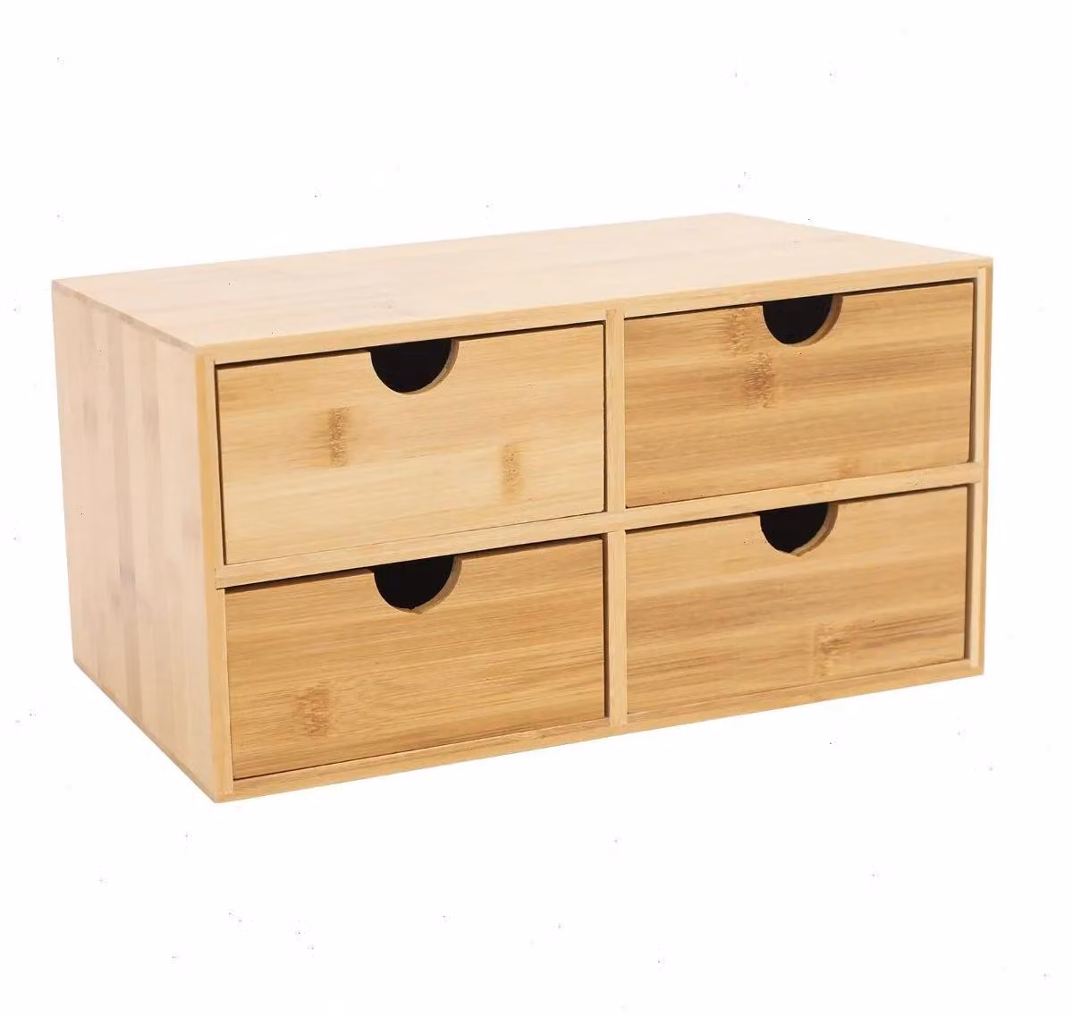 Organizzatore da scrivania in bambù - Contenitore con 4 cassetti - Organizzatore da scrivania per ufficio e home office - 33x19x16 cm - Verde kaki scuro
