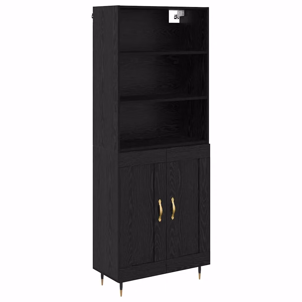 Credenza Buffet Moderna vidaXL in Legno Rovere Nero con Ante a Battente L: 69,5 cm, P: 34 cm, H: 180 cm – 2