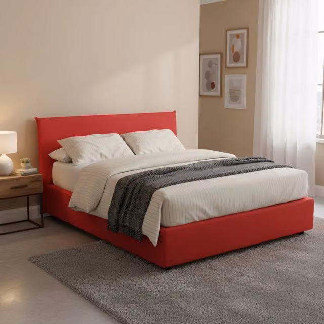 Letto Matrimoniale Anassimene Talamo Italia con Materasso Incluso, Rosso, L/P: 160 x 200 cm