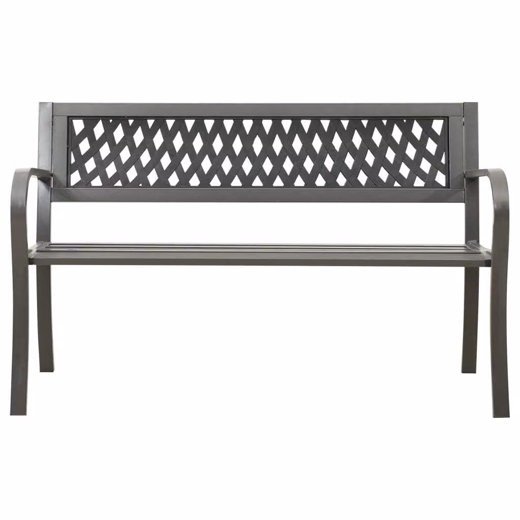 Panchina da giardino 125 cm acciaio grigio