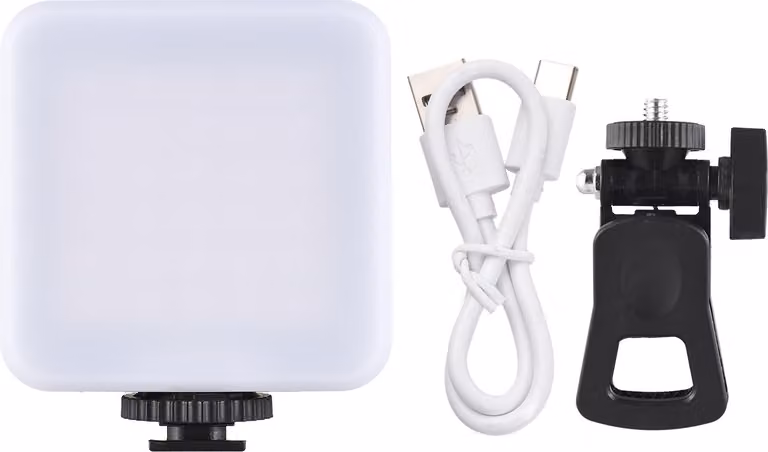 Luce video RGB tascabile, riempimento a LED, 3200 K-6500 K, dimmerabile, conferenza per computer, tablet, smartphone, fotocamera DSLR, batteria ricaricabile integrata con clip per schermo
