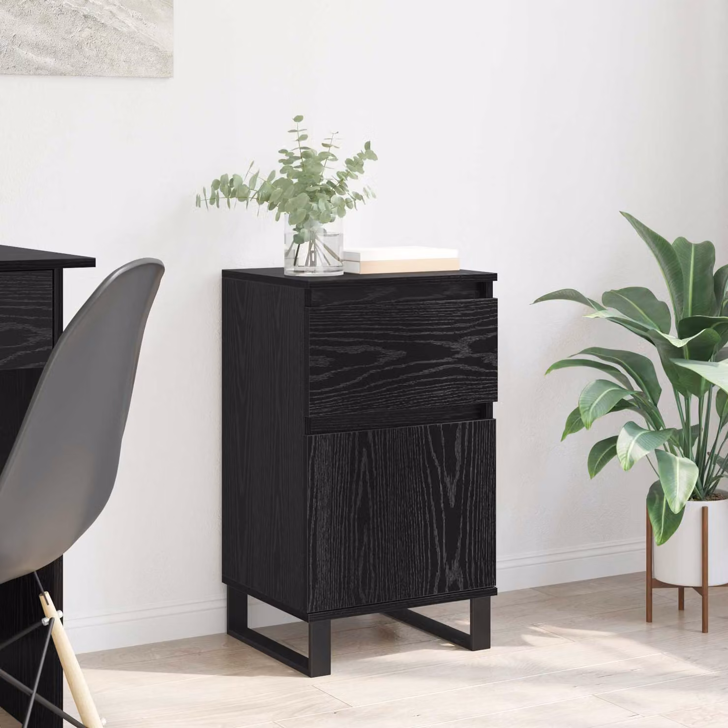 Credenza moderna vidaXL in legno ingegnerizzato Rovere nero L/P/H: 35 x 40 x 70 cm