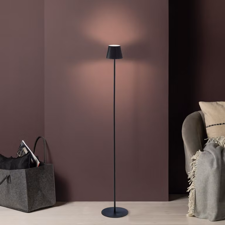 Lampada da terra LED portatile per esterni, batteria ricaricabile, USB, 3 livelli di regolazione tramite tocco, 125 cm