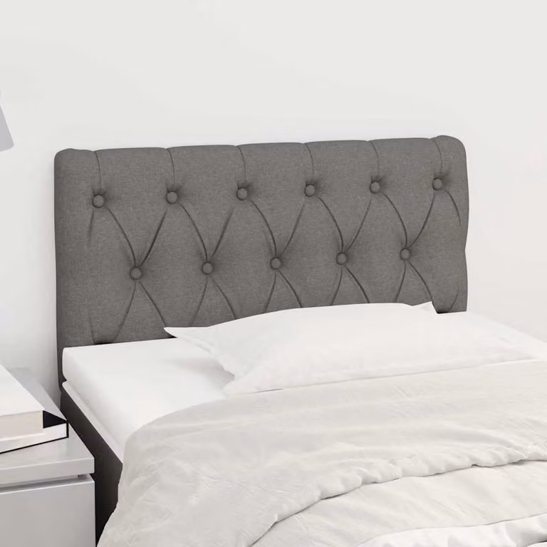 Testiera per letto vidaXL in tessuto grigio scuro con struttura in legno e pannello imbottito, L: 80 cm, P: 7 cm, H: 78/88 cm